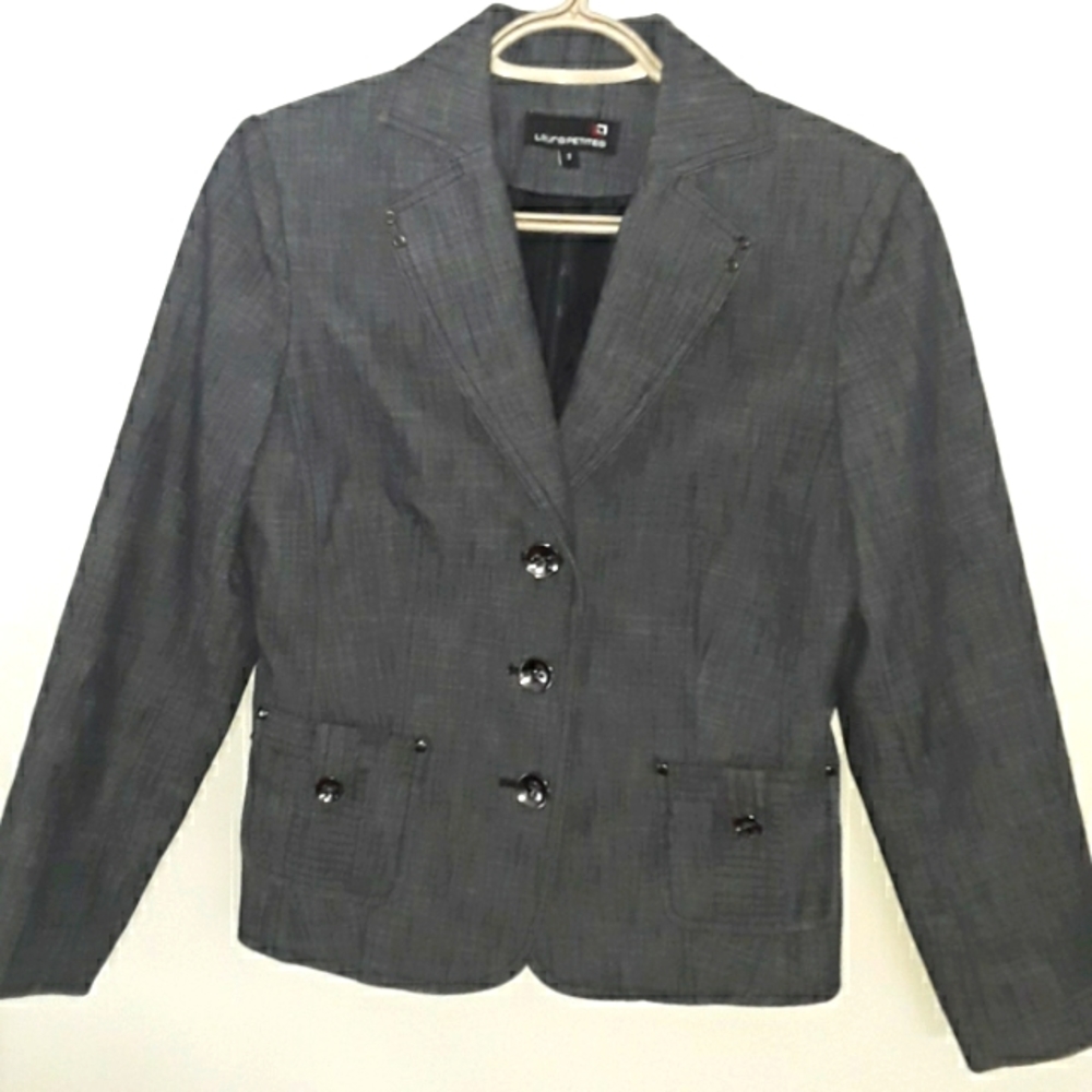 LAURA PETITE Gray Suit Jacket/Blazer - Size 2.